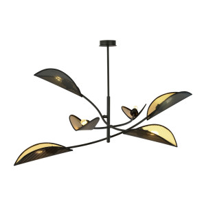 Lampa sufitowa Emibig Lotus 6 czarna ze złotym kloszem 6×E14