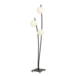 Lampa podłogowa Emibig Hunter czarna z białym kloszem 3×E14