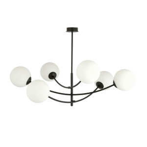 Lampa sufitowa Emibig Hunter 6 czarna z białym kloszem 6×E14