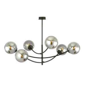Lampa sufitowa Emibig Hunter 6 czarna z grafitowym kloszem 6×E14