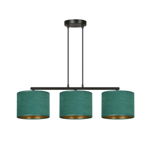 Lampa wisząca Emibig Hilde 3 czarna z zielonym kloszem 3×E27