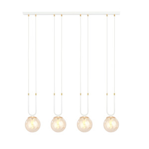 Lampa wisząca Emibig Glam 4 biała z miodowym kloszem 4×E14