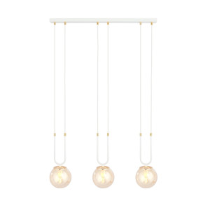 Lampa wisząca Emibig Glam 3 biała z miodowym kloszem 3×E14