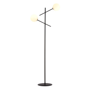 Lampa podłogowa Emibig Linear LP2 czarna z białym kloszem 2×E14