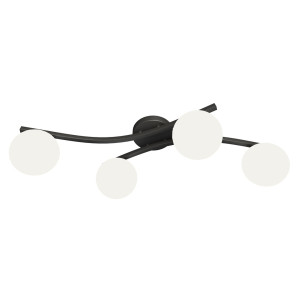 Lampa sufitowa Emibig Opus czarna z białym kloszem 4×E14