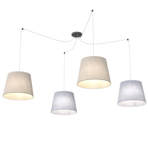 Lampa wisząca Emibig Ascot 4 Mix czarna z szarym i beżowym kloszem 4×E27