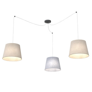 Lampa wisząca Emibig Ascot 3 Mix czarna z szarym i beżowym kloszem 3×E27