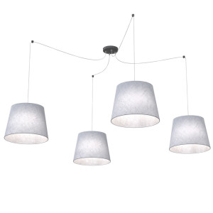 Lampa wisząca Emibig Ascot 4 czarna z szarym abażurem 4×E27
