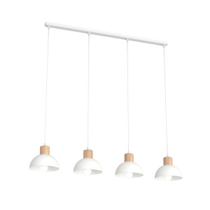 Lampa wisząca Emibig Seco 4 WH biała z drewnianymi detalami 4×E27