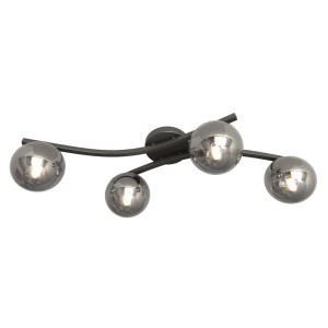 Lampa sufitowa Emibig Opus czarna z grafitowym kloszem 4×E14