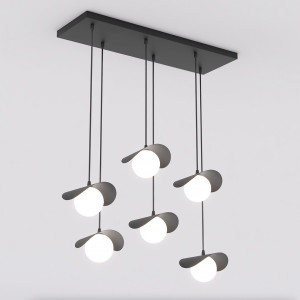 Lampa wisząca Emibig Ritual 1490 6 czarna z białym kloszem 6×G9