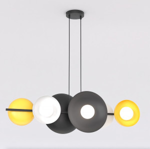Lampa wisząca Emibig Volum 6 czarna z mieszanymi kloszami 6×G9