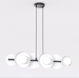 Lampa wisząca Emibig Model czarna z białym kloszem 6×G9
