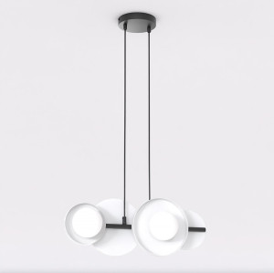 Lampa wisząca Emibig Model 1487 czarna z białym kloszem 4×G9
