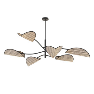 Lampa sufitowa Emibig Lotus 6 czarna z brązowym kloszem 6×E14