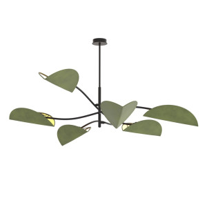 Lampa sufitowa Emibig Lotus 6 czarna z zielonym kloszem 6×E14