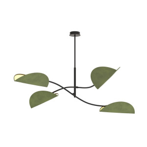 Lampa sufitowa Emibig Lotus czarna z zielonym kloszem 4×E14