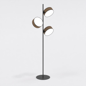 Lampa podłogowa Emibig Drumz LP3 czarna z brązowym kloszem 3×E14