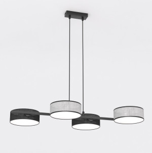Lampa wisząca Emibig Drumz 4 Mix2 czarna z czarnym i szarym kloszem 4×E14
