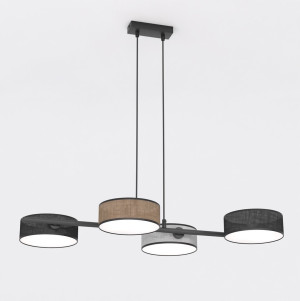 Lampa wisząca Emibig Drumz 4 Mix1 czarna z brązowym i szarym kloszem 4×E14