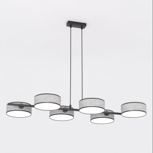 Lampa wisząca Emibig Drumz 6 czarna z szarym kloszem 6×E14