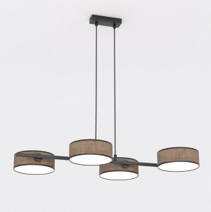 Lampa wisząca Emibig Drumz 4 czarna z brązowym kloszem 4×E14