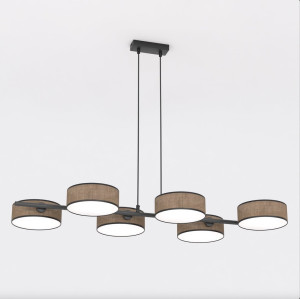 Lampa wisząca Emibig Drumz 6 czarna z brązowym kloszem 6×E14