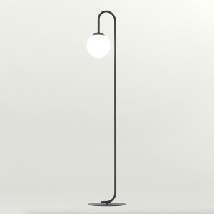 Lampa podłogowa Emibig Flor czarna z białym kloszem 1×E14