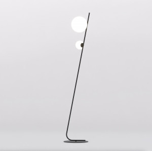 Lampa podłogowa Emibig Tatu czarna z białym kloszem 2×G9