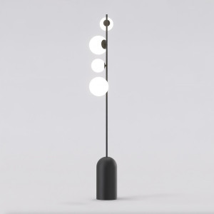 Lampa podłogowa Emibig Etno czarna z białym kloszem 4×G9