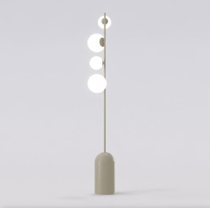 Lampa podłogowa Emibig Etno mokka z białym kloszem 4×G9