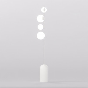 Lampa podłogowa Emibig Etno biała z białym kloszem 4×G9