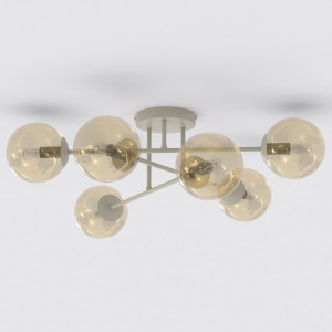 Lampa wisząca Emibig Roma 6 beżowa z miodowym kloszem 6×E14