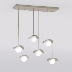 Lampa wisząca Emibig Ritual 6 beżowa z białym kloszem 6×G9