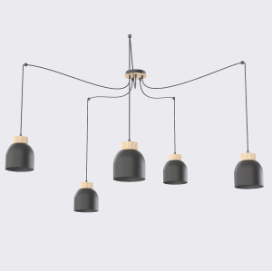 Lampa wisząca Emibig Kru 5 czarna 5×E27