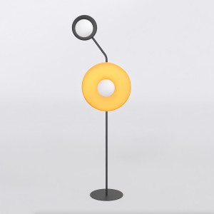 Lampa podłogowa Emibig Kiss 1610 czarna z białym kloszem 2×G9