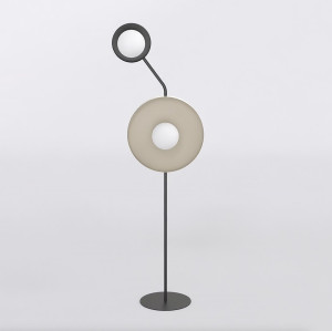 Lampa podłogowa Emibig Kiss 1608 czarna z białym kloszem 2×G9