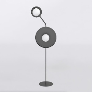 Lampa podłogowa Emibig Kiss LP2 czarna z białym kloszem 2×G9