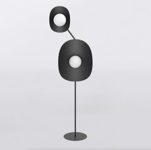 Lampa podłogowa Emibig Delulu LP2 czarna z białym kloszem 2×G9