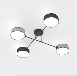 Lampa sufitowa Emibig Maga 4 Mix2 czarna z szarym kloszem 4×E14