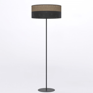 Lampa podłogowa Emibig Karbon czarna z brązowym abażurem 1×E27