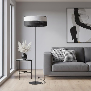 Lampa podłogowa Emibig Karbon czarna z szarym abażurem 1×E27