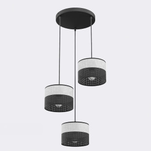 Lampa wisząca Emibig Karbon 3 Premium czarna z szarym kloszem 3×E27