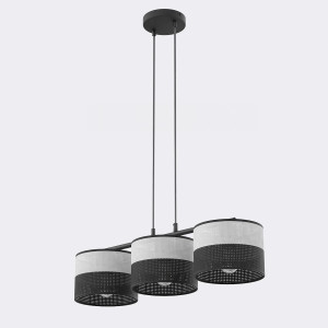 Lampa wisząca Emibig Karbon 3 czarna z szarym kloszem 3×E27