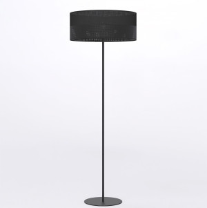 Lampa podłogowa Emibig Karbon czarna z czarnym abażurem 1×E27