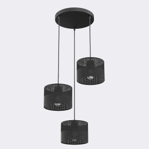 Lampa wisząca Emibig Karbon 3 Premium czarna z czarnym kloszem 3×E27