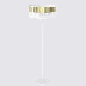 Lampa podłogowa Emibig Lux biała ze złotym abażurem 1×E27