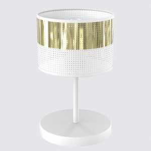 Lampa biurkowa Emibig Lux biała ze złotym abażurem 1×E27
