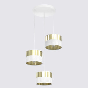 Lampa wisząca Emibig Lux 3 Premium biała ze złotym kloszem 3×E27