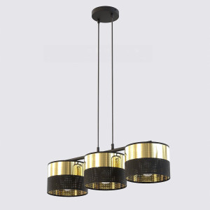 Lampa wisząca Emibig Lux 3 czarna ze złotym kloszem 3×E27